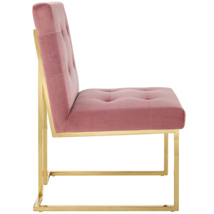 ModwayModway Privy Gold Stainless Steel Performance Velvet Dining Chair EEI-3744 EEI-3744-GLD-DUS- BetterPatio.com