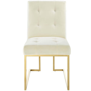 ModwayModway Privy Gold Stainless Steel Performance Velvet Dining Chair EEI-3744 EEI-3744-GLD-IVO- BetterPatio.com