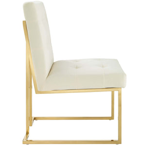 ModwayModway Privy Gold Stainless Steel Performance Velvet Dining Chair EEI-3744 EEI-3744-GLD-IVO- BetterPatio.com