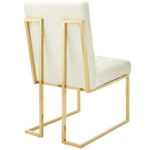 ModwayModway Privy Gold Stainless Steel Performance Velvet Dining Chair EEI-3744 EEI-3744-GLD-IVO- BetterPatio.com