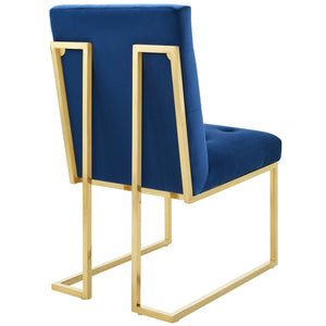 ModwayModway Privy Gold Stainless Steel Performance Velvet Dining Chair EEI-3744 EEI-3744-GLD-NAV- BetterPatio.com