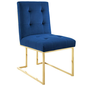 ModwayModway Privy Gold Stainless Steel Performance Velvet Dining Chair EEI-3744 EEI-3744-GLD-NAV- BetterPatio.com