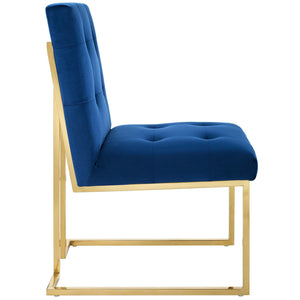 ModwayModway Privy Gold Stainless Steel Performance Velvet Dining Chair EEI-3744 EEI-3744-GLD-NAV- BetterPatio.com