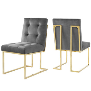 ModwayModway Privy Gold Stainless Steel Performance Velvet Dining Chair Set of 2 EEI-4152 EEI-4152-GLD-CHA- BetterPatio.com