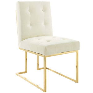 ModwayModway Privy Gold Stainless Steel Performance Velvet Dining Chair Set of 2 EEI-4152 EEI-4152-GLD-IVO- BetterPatio.com