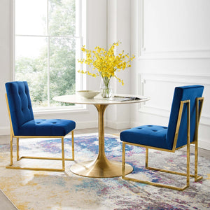 ModwayModway Privy Gold Stainless Steel Performance Velvet Dining Chair Set of 2 EEI-4152 EEI-4152-GLD-NAV- BetterPatio.com