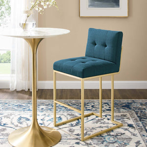 ModwayModway Privy Gold Stainless Steel Upholstered Fabric Bar Stool EEI-3855 EEI-3855-GLD-AZU- BetterPatio.com