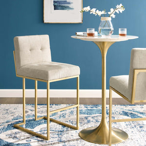 ModwayModway Privy Gold Stainless Steel Upholstered Fabric Bar Stool EEI-3855 EEI-3855-GLD-BEI- BetterPatio.com