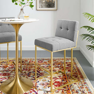 ModwayModway Privy Gold Stainless Steel Upholstered Fabric Bar Stool EEI-3855 EEI-3855-GLD-LGR- BetterPatio.com