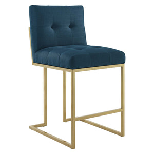 ModwayModway Privy Gold Stainless Steel Upholstered Fabric Counter Stool EEI-3852 EEI-3852-GLD-AZU- BetterPatio.com