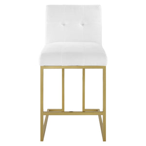 ModwayModway Privy Gold Stainless Steel Upholstered Fabric Counter Stool EEI-3852 EEI-3852-GLD-WHI- BetterPatio.com