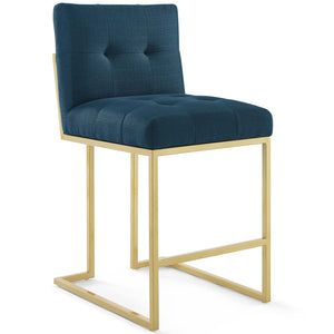 ModwayModway Privy Gold Stainless Steel Upholstered Fabric Counter Stool Set of 2 EEI-4154 EEI-4154-GLD-AZU- BetterPatio.com