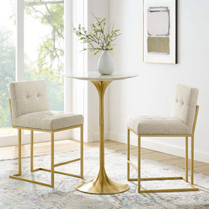ModwayModway Privy Gold Stainless Steel Upholstered Fabric Counter Stool Set of 2 EEI-4154 EEI-4154-GLD-BEI- BetterPatio.com