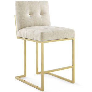 ModwayModway Privy Gold Stainless Steel Upholstered Fabric Counter Stool Set of 2 EEI-4154 EEI-4154-GLD-BEI- BetterPatio.com