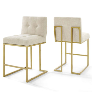 ModwayModway Privy Gold Stainless Steel Upholstered Fabric Counter Stool Set of 2 EEI-4154 EEI-4154-GLD-BEI- BetterPatio.com