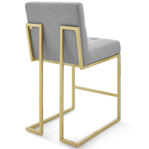 ModwayModway Privy Gold Stainless Steel Upholstered Fabric Counter Stool Set of 2 EEI-4154 EEI-4154-GLD-LGR- BetterPatio.com