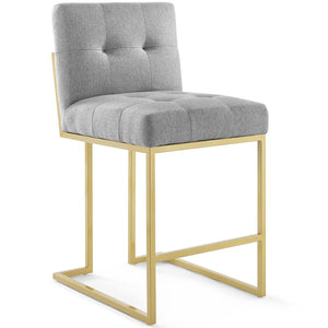 ModwayModway Privy Gold Stainless Steel Upholstered Fabric Counter Stool Set of 2 EEI-4154 EEI-4154-GLD-LGR- BetterPatio.com