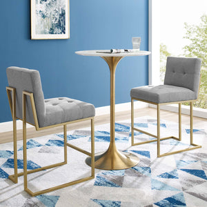 ModwayModway Privy Gold Stainless Steel Upholstered Fabric Counter Stool Set of 2 EEI-4154 EEI-4154-GLD-LGR- BetterPatio.com
