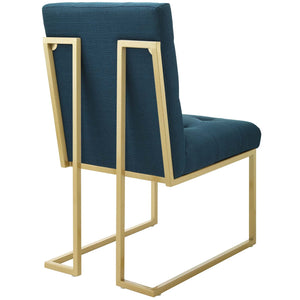 ModwayModway Privy Gold Stainless Steel Upholstered Fabric Dining Accent Chair EEI-3743 EEI-3743-GLD-AZU- BetterPatio.com