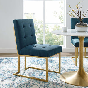 ModwayModway Privy Gold Stainless Steel Upholstered Fabric Dining Accent Chair EEI-3743 EEI-3743-GLD-AZU- BetterPatio.com