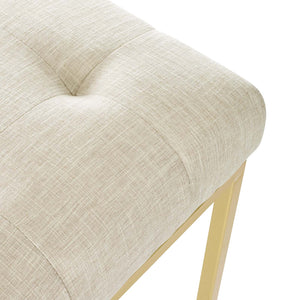 ModwayModway Privy Gold Stainless Steel Upholstered Fabric Dining Accent Chair EEI-3743 EEI-3743-GLD-BEI- BetterPatio.com