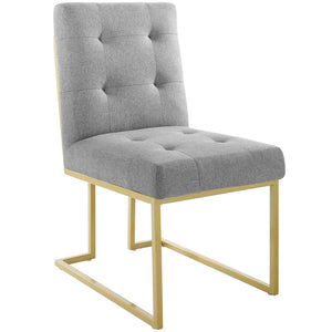 ModwayModway Privy Gold Stainless Steel Upholstered Fabric Dining Accent Chair EEI-3743 EEI-3743-GLD-LGR- BetterPatio.com