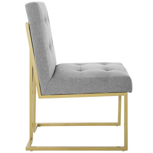 ModwayModway Privy Gold Stainless Steel Upholstered Fabric Dining Accent Chair EEI-3743 EEI-3743-GLD-LGR- BetterPatio.com