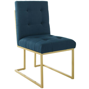 ModwayModway Privy Gold Stainless Steel Upholstered Fabric Dining Accent Chair Set of 2 EEI-4151 EEI-4151-GLD-AZU- BetterPatio.com