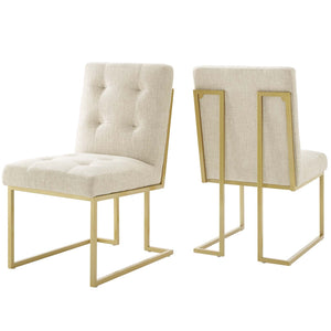 ModwayModway Privy Gold Stainless Steel Upholstered Fabric Dining Accent Chair Set of 2 EEI-4151 EEI-4151-GLD-BEI- BetterPatio.com