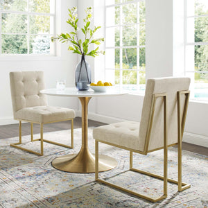 ModwayModway Privy Gold Stainless Steel Upholstered Fabric Dining Accent Chair Set of 2 EEI-4151 EEI-4151-GLD-BEI- BetterPatio.com