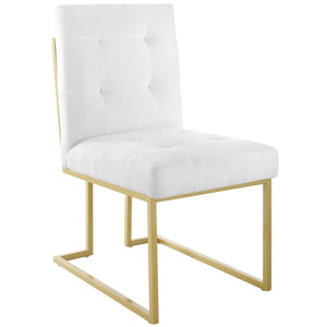 ModwayModway Privy Gold Stainless Steel Upholstered Fabric Dining Accent Chair Set of 2 EEI-4151 EEI-4151-GLD-WHI- BetterPatio.com