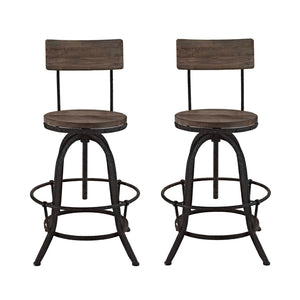 ModwayModway Procure Bar Stool Set of 2 EEI-1605 EEI-1605-BRN-SET- BetterPatio.com