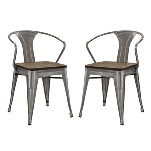 ModwayModway Promenade Bamboo Dining Chair Set of 2 EEI-2755 EEI-2755-GME-SET- BetterPatio.com