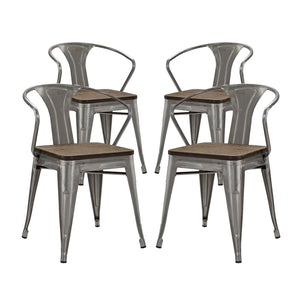 ModwayModway Promenade Bamboo Dining Chair Set of 4 EEI-2756 EEI-2756-GME-SET- BetterPatio.com