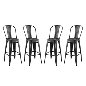 ModwayModway Promenade Bar Side Stool Metal Set of 4 EEI-3898 EEI-3898-BLK- BetterPatio.com