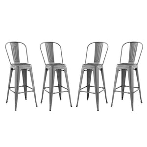 ModwayModway Promenade Bar Side Stool Metal Set of 4 EEI-3898 EEI-3898-GME- BetterPatio.com