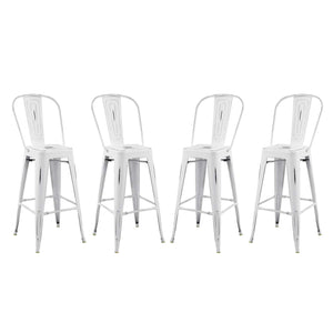 ModwayModway Promenade Bar Side Stool Metal Set of 4 EEI-3898 EEI-3898-WHI- BetterPatio.com