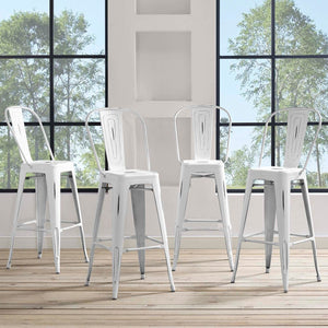 ModwayModway Promenade Bar Side Stool Metal Set of 4 EEI-3898 EEI-3898-WHI- BetterPatio.com