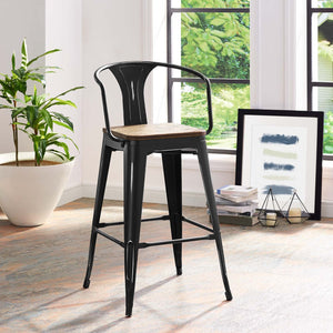 ModwayModway Promenade Bar Stool EEI-2818 EEI-2818-BLK- BetterPatio.com