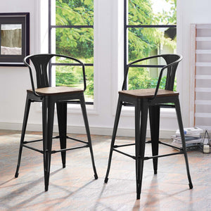 ModwayModway Promenade Bar Stool EEI-2818 EEI-2818-BLK- BetterPatio.com