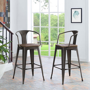 ModwayModway Promenade Bar Stool EEI-2818 EEI-2818-BRN- BetterPatio.com