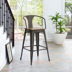 ModwayModway Promenade Bar Stool EEI-2818 EEI-2818-BRN- BetterPatio.com