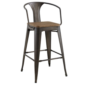 ModwayModway Promenade Bar Stool EEI-2818 EEI-2818-BRN- BetterPatio.com