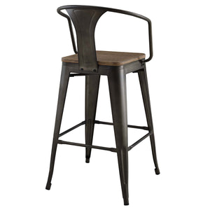 ModwayModway Promenade Bar Stool EEI-2818 EEI-2818-BRN- BetterPatio.com