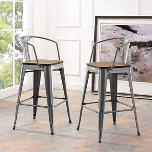 ModwayModway Promenade Bar Stool EEI-2818 EEI-2818-GME- BetterPatio.com