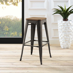 ModwayModway Promenade Bar Stool EEI-2819 EEI-2819-BRN- BetterPatio.com