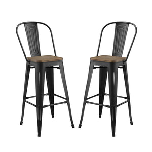 ModwayModway Promenade Bar Stool Metal Set of 2 EEI-3899 EEI-3899-BLK- BetterPatio.com