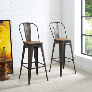 ModwayModway Promenade Bar Stool Metal Set of 2 EEI-3899 EEI-3899-BRN- BetterPatio.com