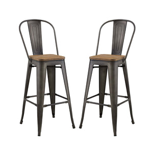 ModwayModway Promenade Bar Stool Metal Set of 2 EEI-3899 EEI-3899-BRN- BetterPatio.com