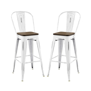 ModwayModway Promenade Bar Stool Metal Set of 2 EEI-3899 EEI-3899-WHI- BetterPatio.com